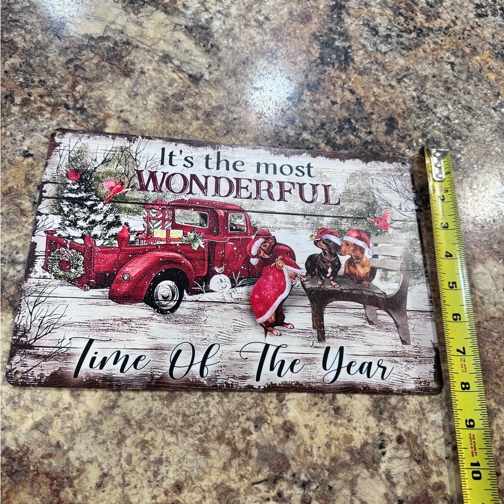 Festive Red Truck Christmas Wall Art